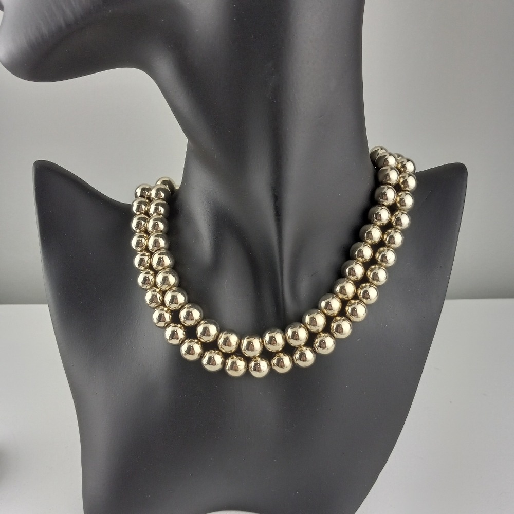 Vintage Signed monet Silver Tone Bead Choker